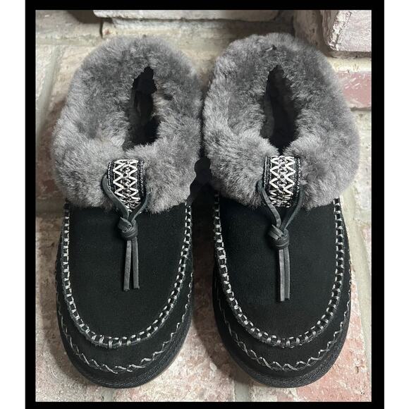 Ugg Black Inddoor Outdoor Tasman Alpine Women Wool and Suede Slipper Size 9 NEW - Picture 2 of 8